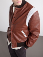 Golden Bear - Perforated Fabric Trimmed Leather Jacket - Brown