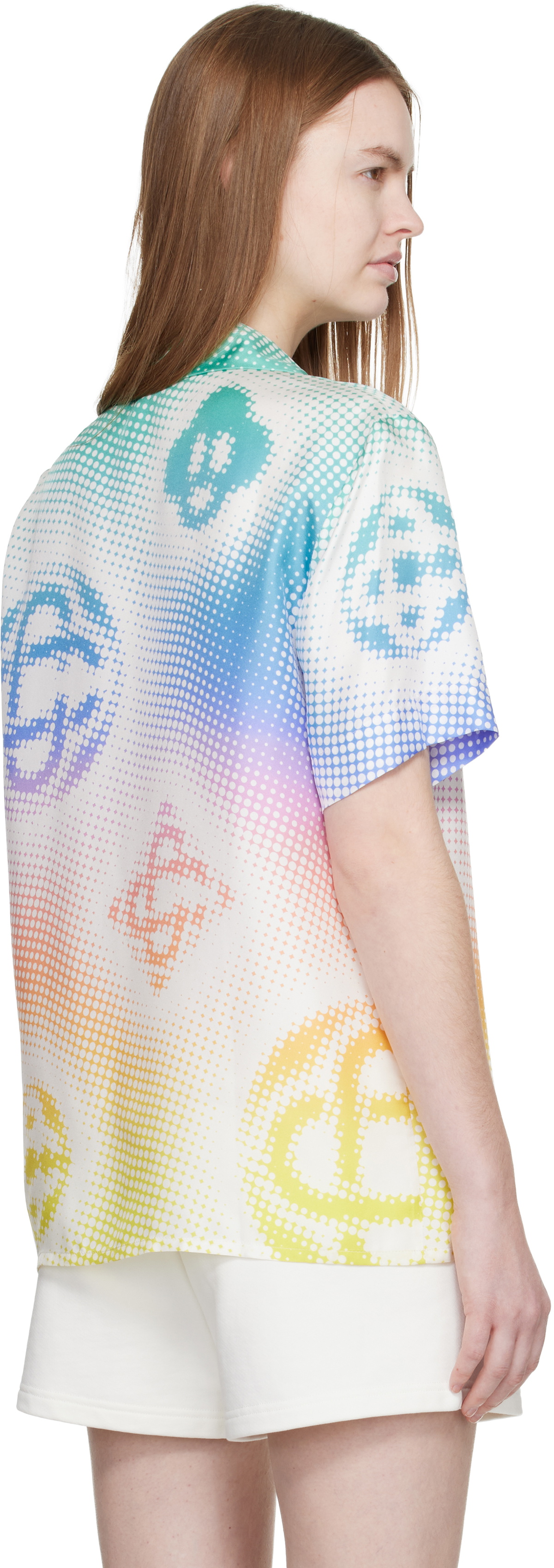 Casablanca Multicolor Halftone Logo Short Sleeve Silk Shirt