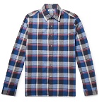 Alex Mill - Checked Slub Cotton and Linen-Blend Shirt - Cobalt blue