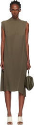 ISSEY MIYAKE Khaki Soft Fold Pleats Midi Dress