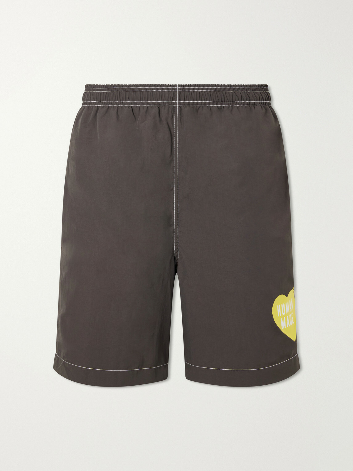 Human Made - Straight-Leg Mid-Length Logo-Print Swim Shorts - Brown