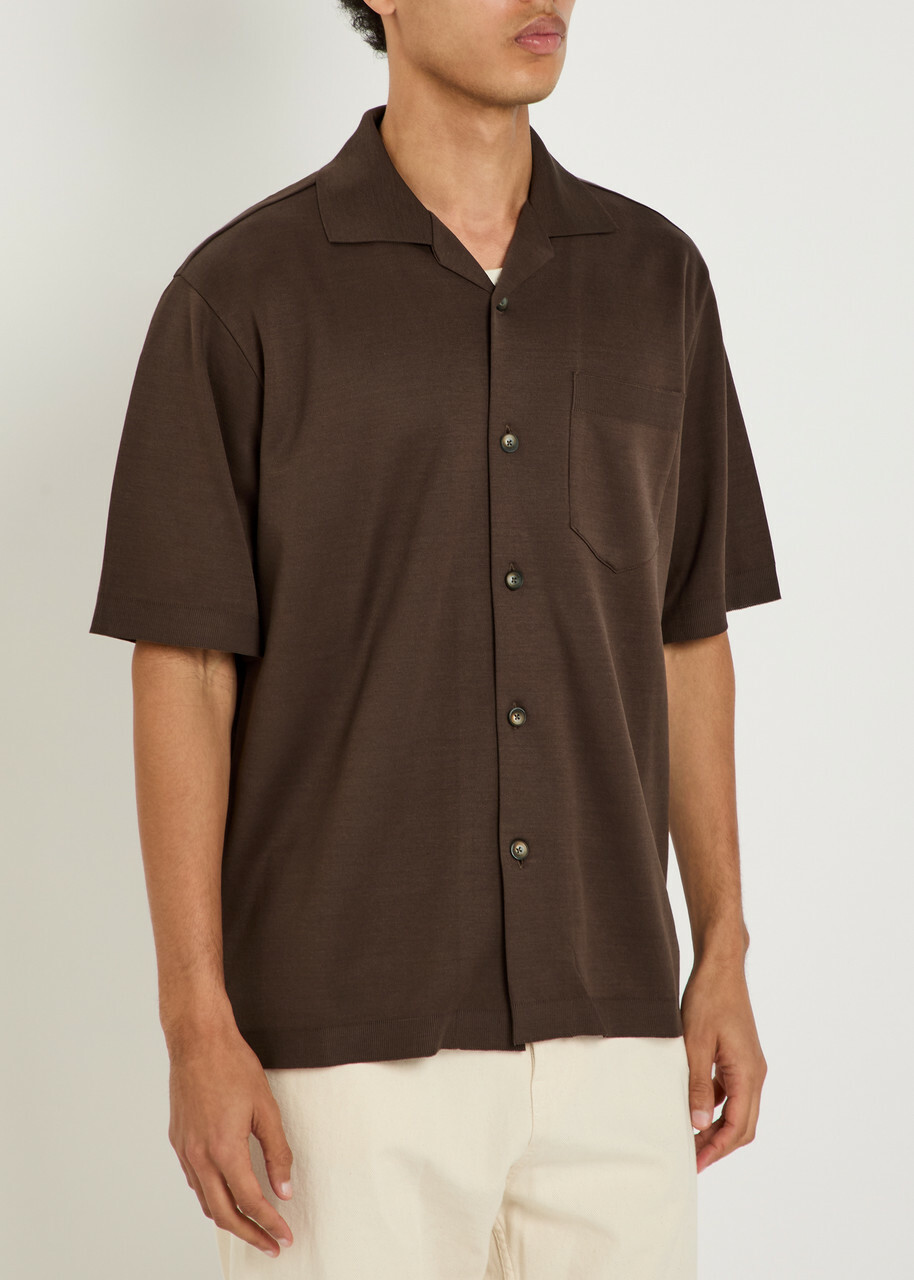 Herno Knit Cotton Shirt Dark Brown