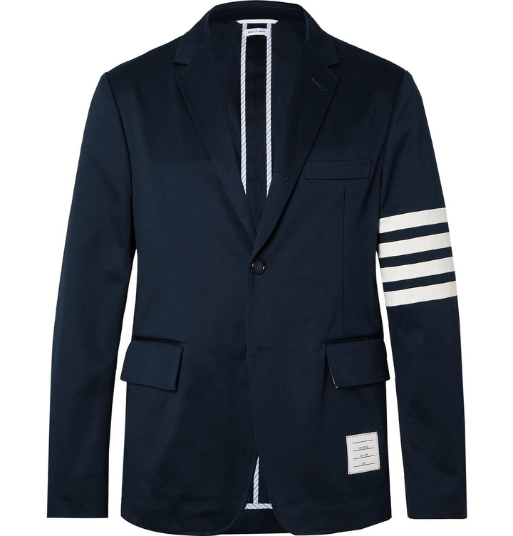 Photo: Thom Browne - Slim-Fit Unstructured Striped Cotton-Twill Blazer - Blue