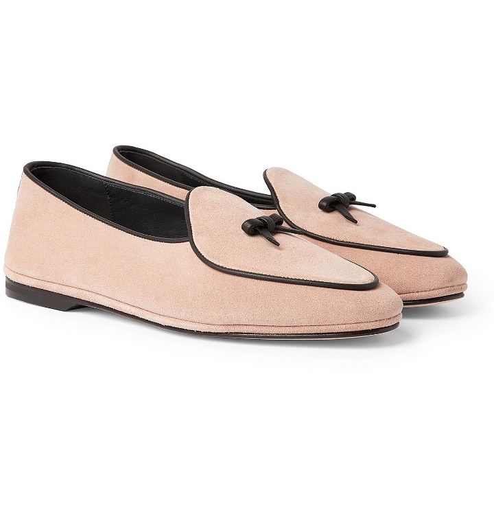 Photo: Rubinacci - Marfy Embellished Leather-Trimmed Suede Loafers - Neutrals