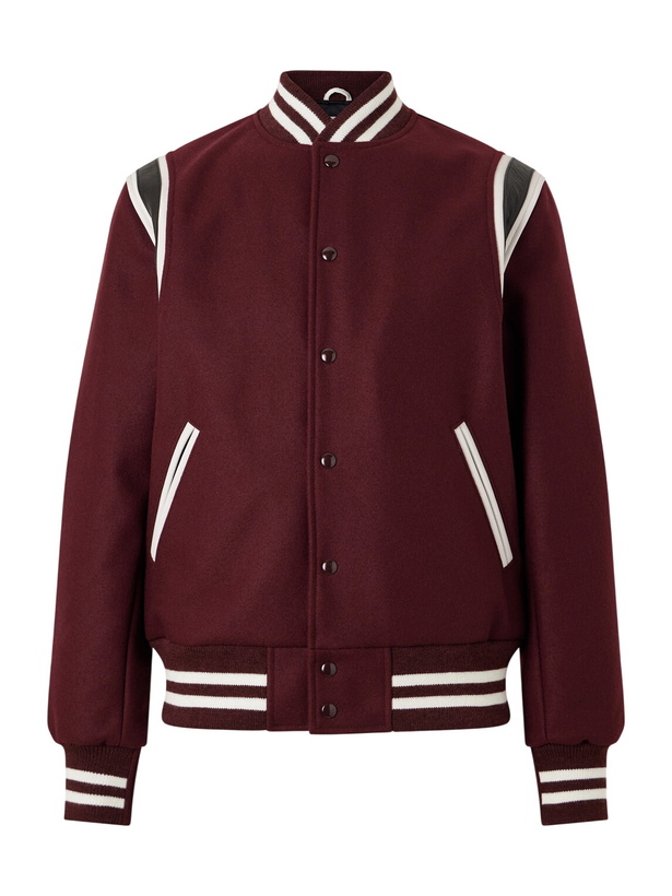 Photo: Golden Bear - The Hayes Leather Trimmed Wool-Blend Jacket - Red