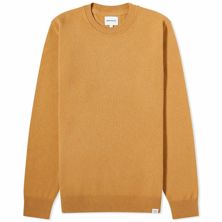 Photo: Norse Projects Men's Sigfred Lambswool Crew Knit in Camel