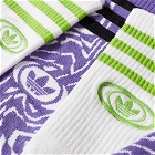 Adidas Rekive Crew Sock 2-Pack in White/Purple Rush