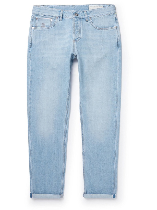 Photo: Brunello Cucinelli - Straight-Leg Selvedge Jeans - Blue