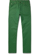 GUCCI - Logo-Jacquard Organic Cotton-Blend Trousers - Green