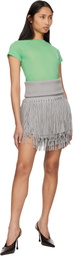 ABRA Gray Fringed Miniskirt
