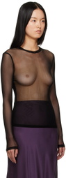 Silk Laundry Black Sheer Long Sleeve T-Shirt