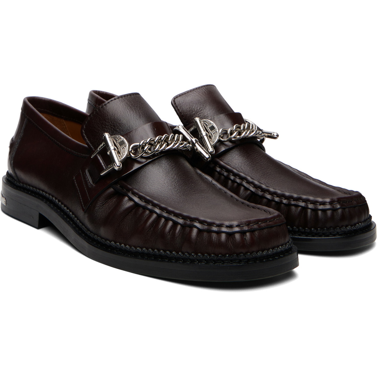 Toga Virilis Brown Embossed Leather Loafers