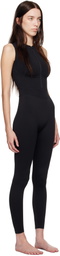 SKIMS Black Contour Nylon Front Zip Catsuit