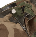 AMIRI - MX1 Camouflage-Print Slim-Fit Tapered Stretch-Cotton Twill Cargo Trousers - Army green