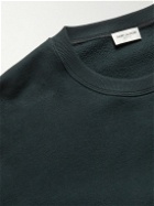 SAINT LAURENT - Logo-Embroidered Cotton-Jersey Sweatshirt - Blue