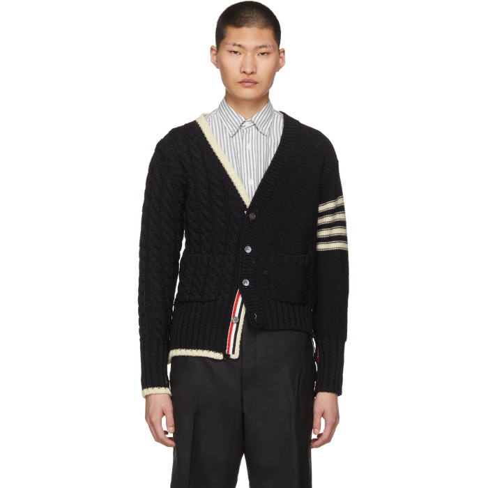 Photo: Thom Browne Navy Half and Half Cardigan