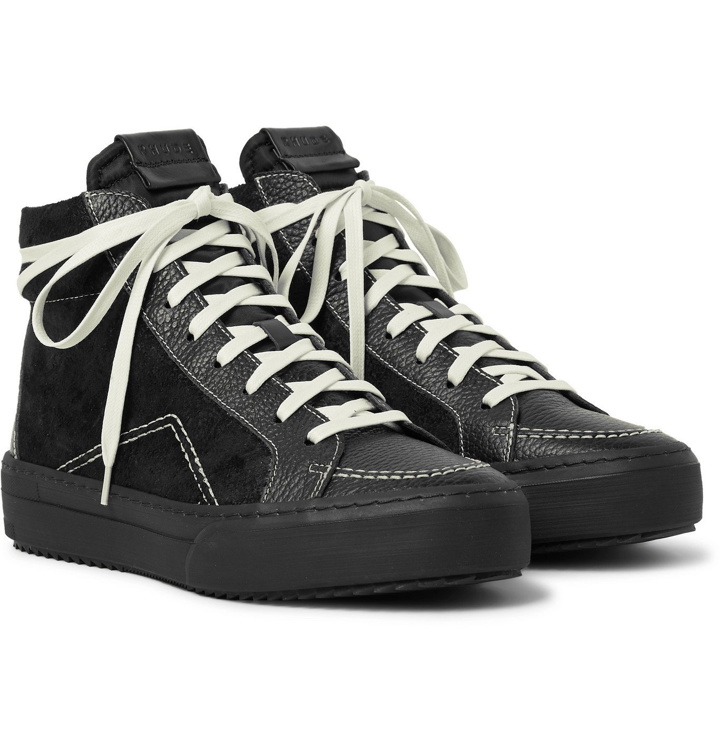 Photo: Rhude - V1 Leather-Trimmed Nylon High-Top Sneakers - Black