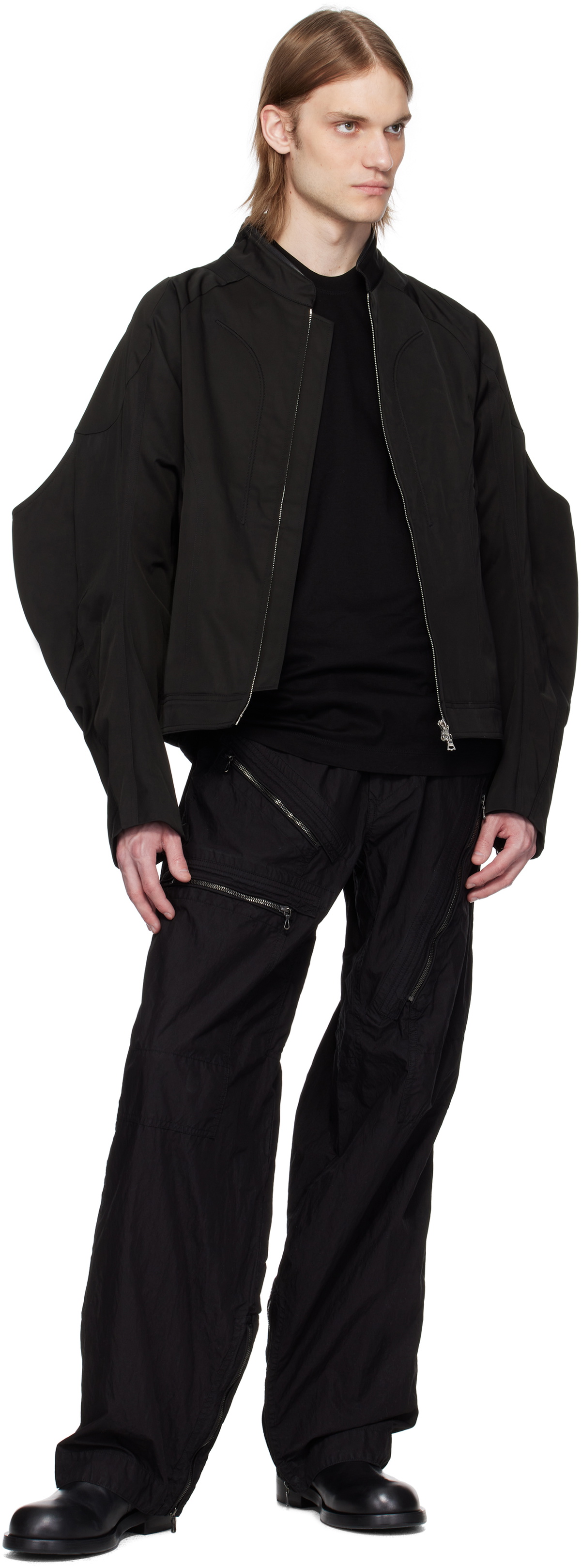 CMMAWEAR Black Thorn Moto Bomber Jacket CMMAWEAR