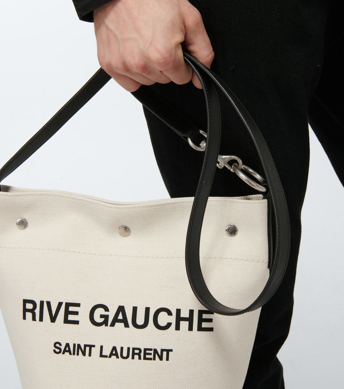 Saint Laurent Rive Gauche Greggio\/black Tote Bag In Nero