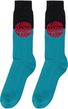 Marni Black & Blue Dot Logo Socks