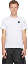 COMME des GARÇONS PLAY White Rhinestone Emblem Black Heart T-shirt
