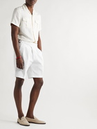 Rubinacci - Manny Straight-Leg Garment-Dyed Pleated Cotton-Twill Shorts - White