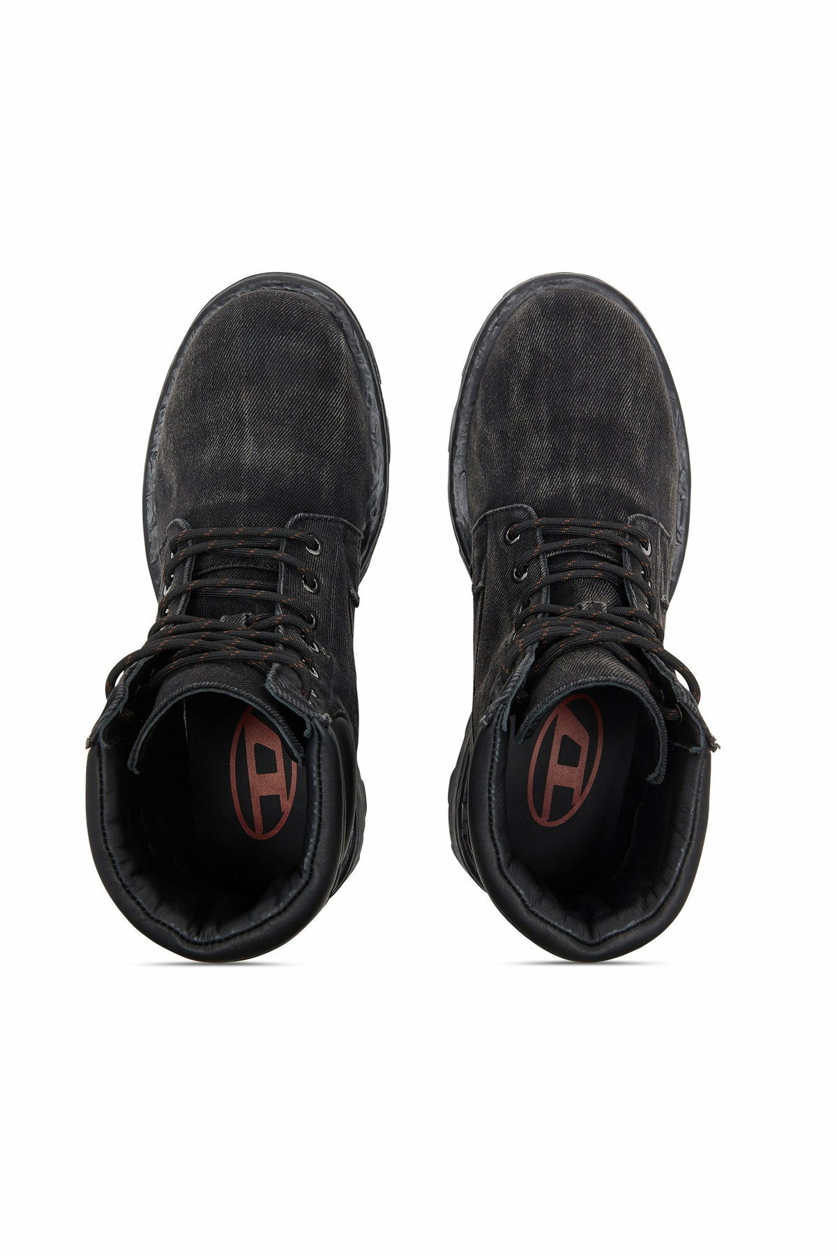Diesel D-Hammer-Combat boots in denim and leather - Boots Mens in Black