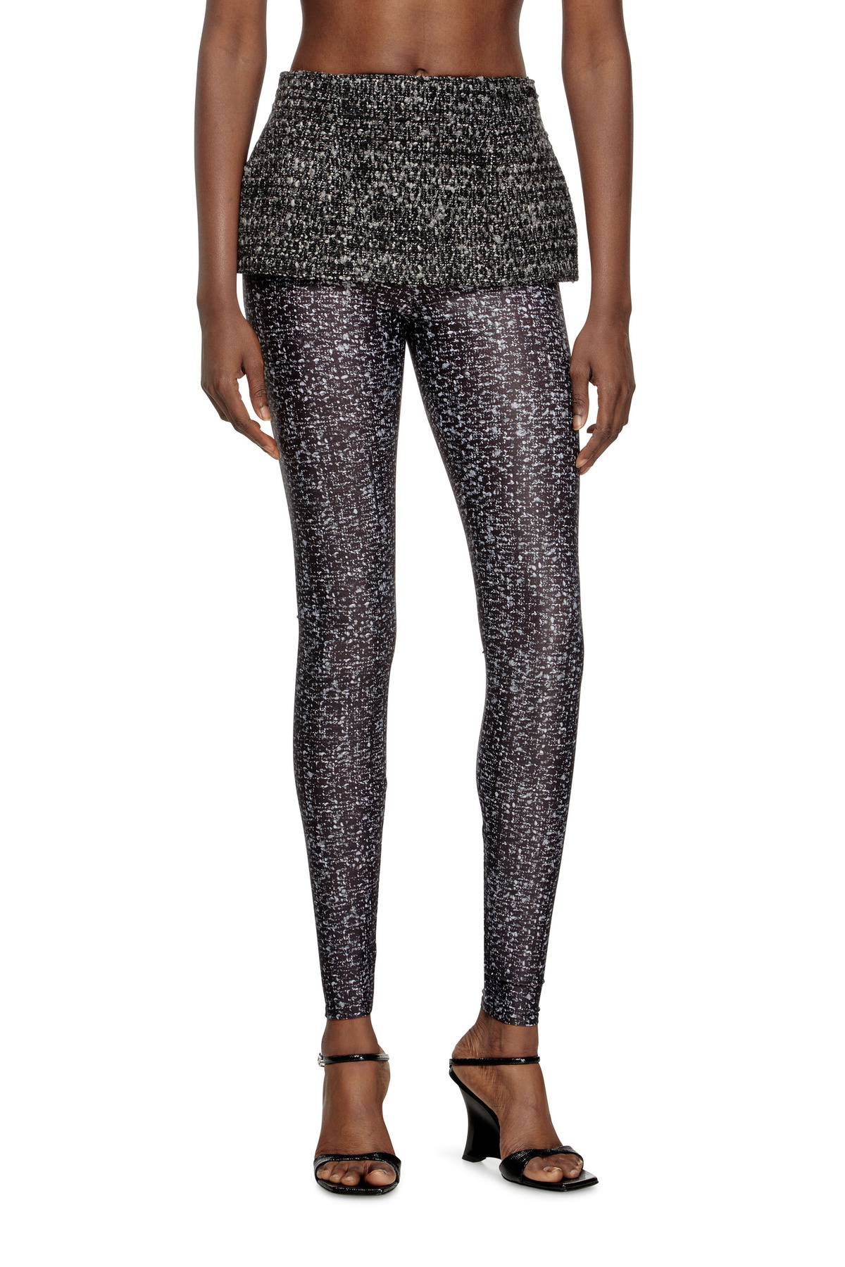 Diesel Bouclé skirt with leggings - Pants Womens in Black