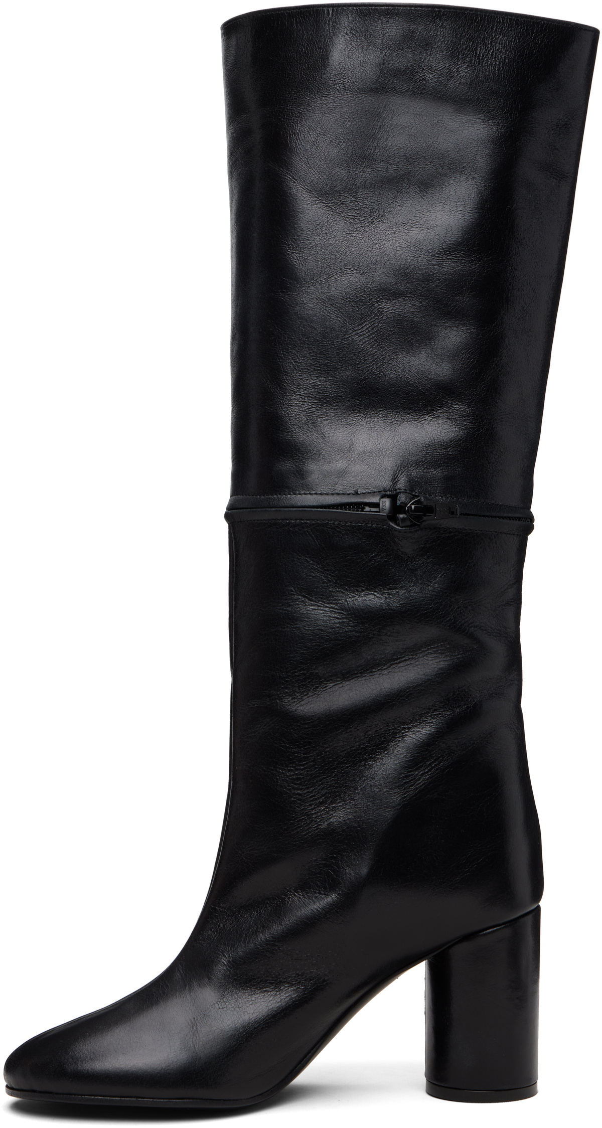MARIE ADAM-LEENAERDT Black 2-In One Zip Round Tall Boots