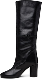 MARIE ADAM-LEENAERDT Black 2-In One Zip Round Tall Boots