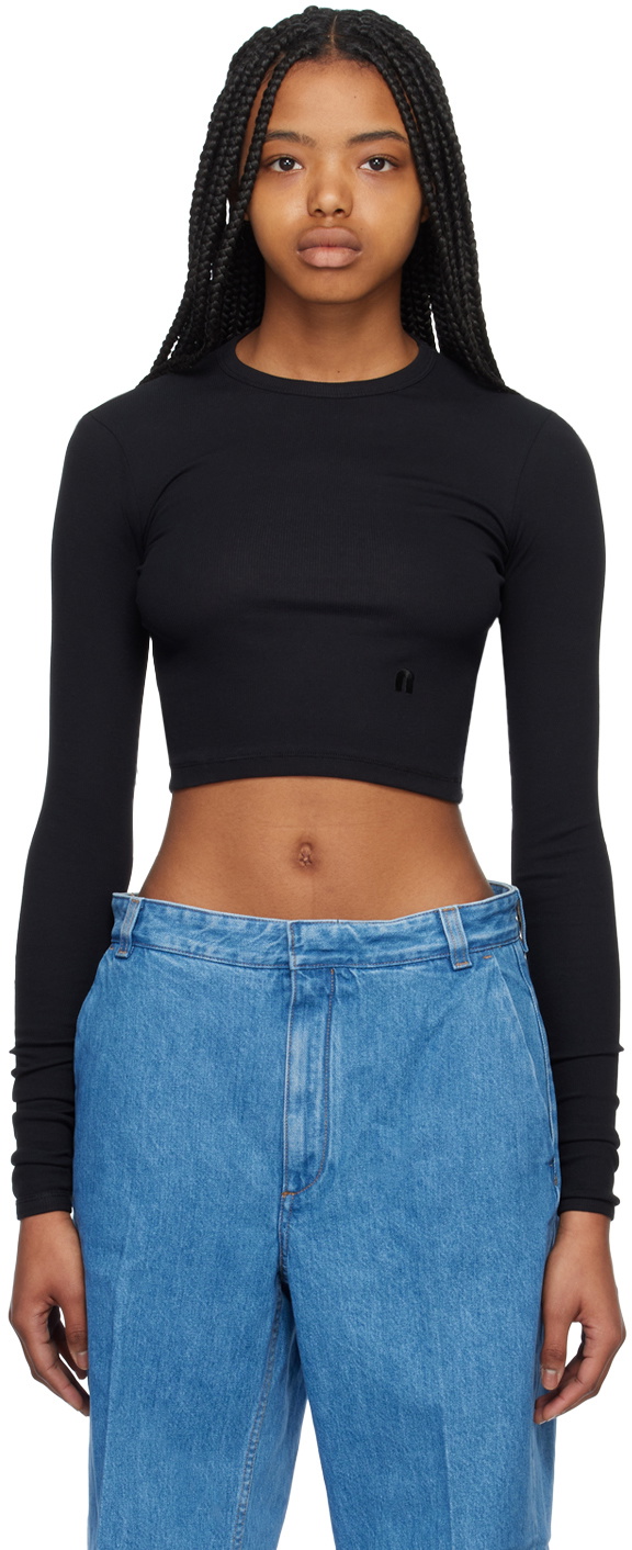 Teurn Studios Black Cropped Long Sleeve T-Shirt