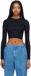 Teurn Studios Black Cropped Long Sleeve T-Shirt