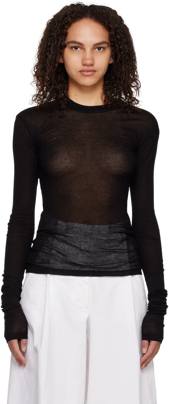 BITE Black Semi-Sheer Long Sleeve T-Shirt