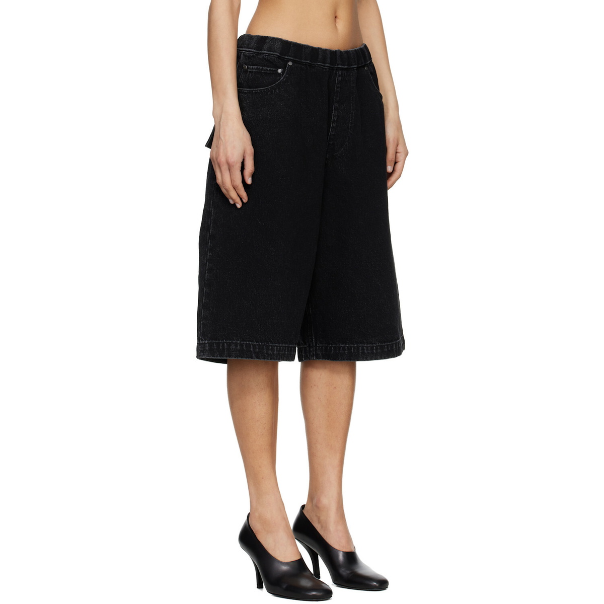 Entire Studios Black Spar Denim Shorts
