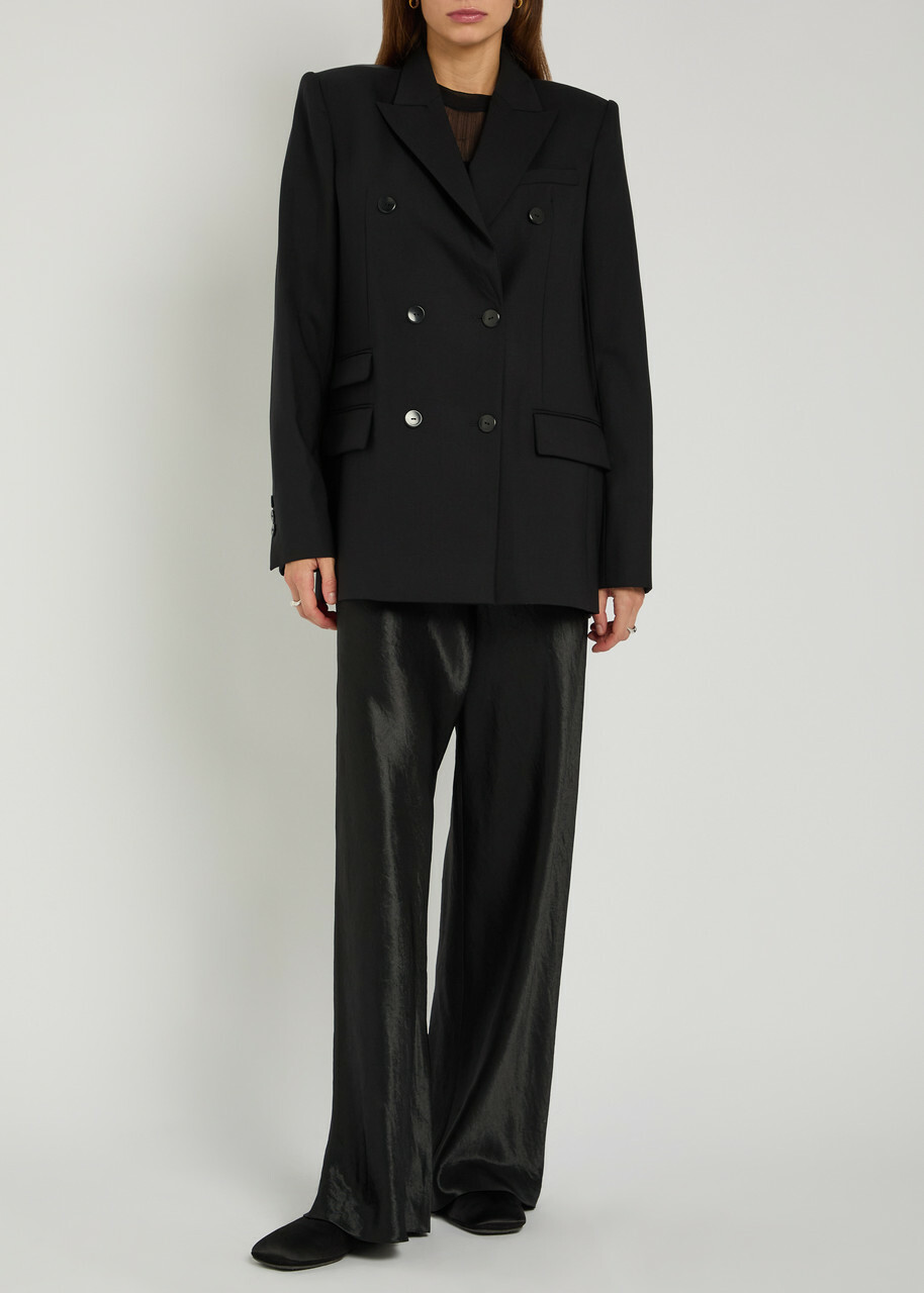 Maria Mcmanus Straight-leg Satin Trousers Black