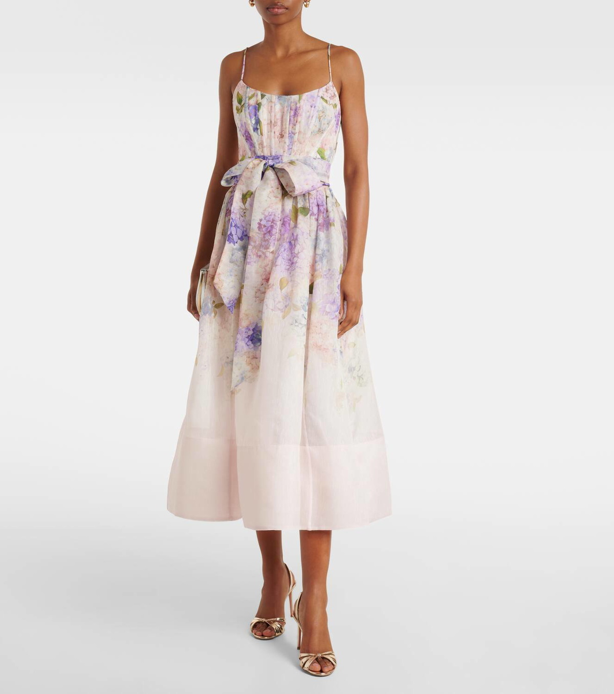 Zimmermann Dawning floral silk and linen corset dress