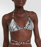 Reina Olga Miami zebra-print seersucker bikini top