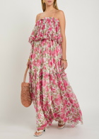 Chloe Floral Print Ruffled Silk-chiffon Maxi Dress Pink