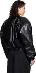 LU'U DAN Black Riot Faux-Leather Bomber Jacket