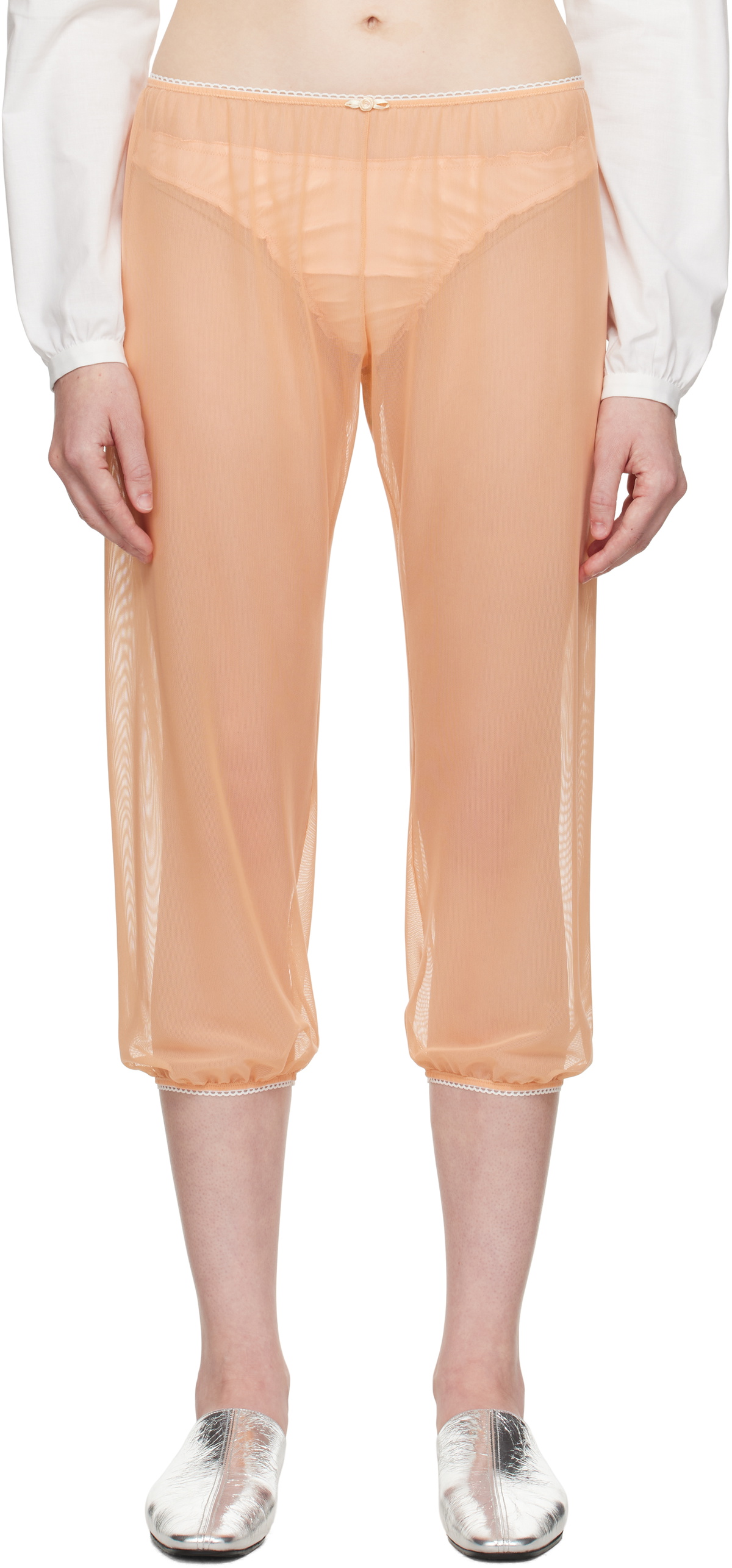 COLLEEN ALLEN Orange Stretch Tulle Sleep Capri Trousers
