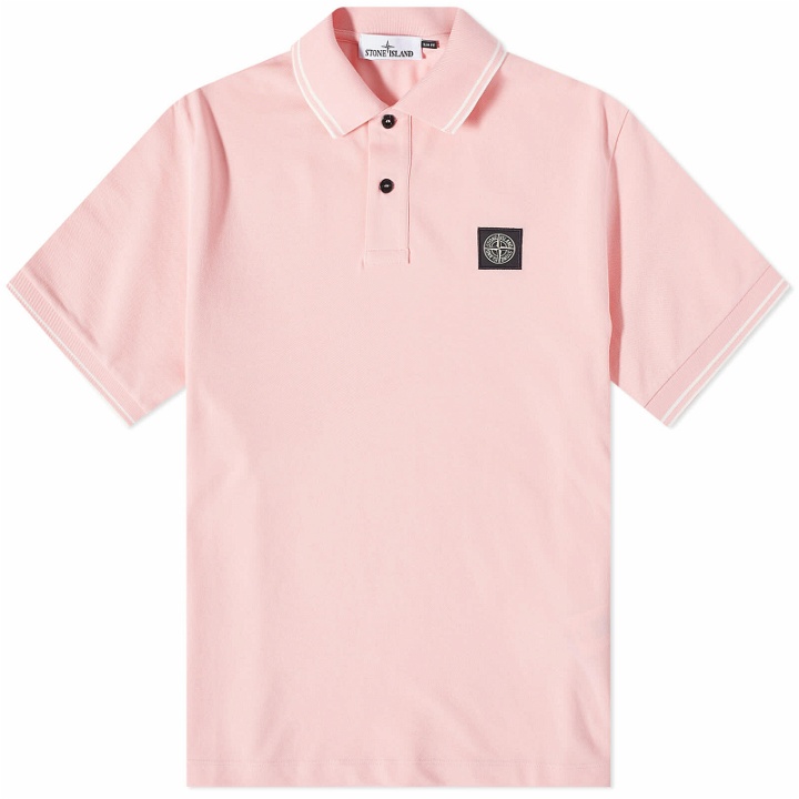Photo: Stone Island Men's Patch Polo Shirt in Pink