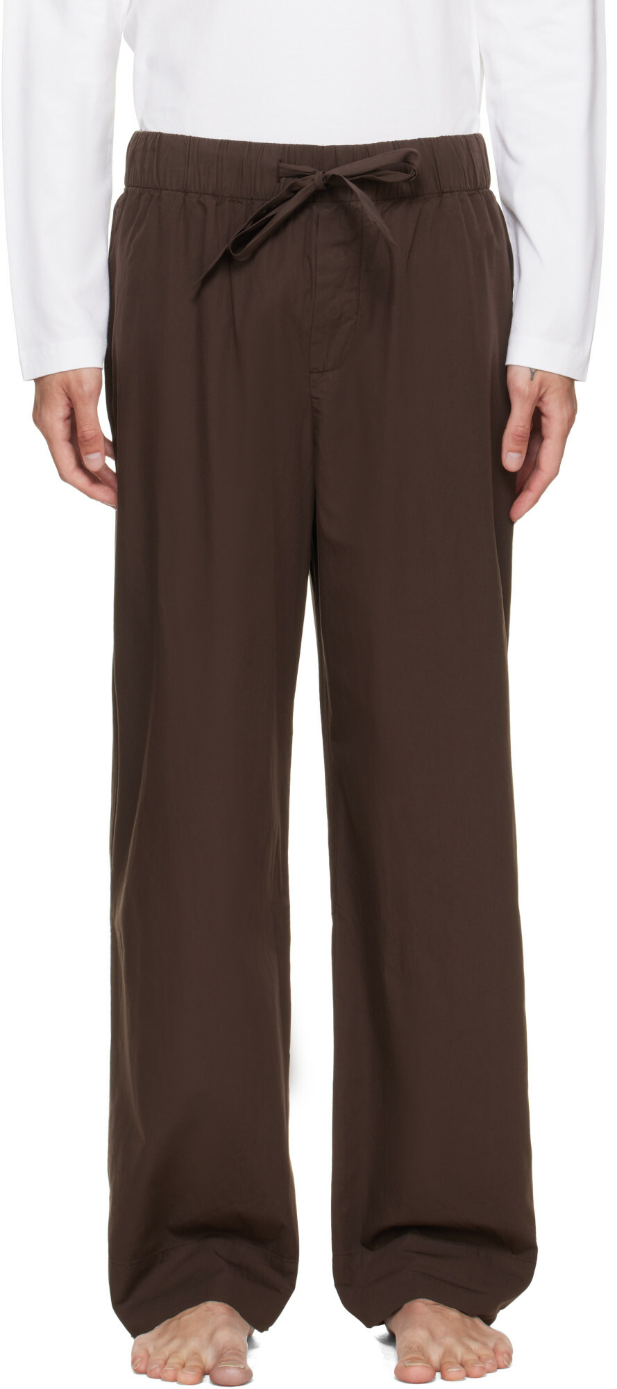 Tekla Brown Poplin Pyjama Pants