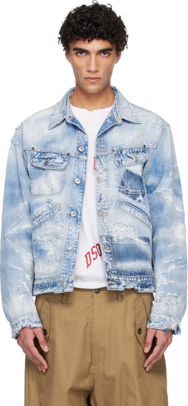 Photo: Dsquared2 Blue Light Ripped Wash '70s Denim Jacket