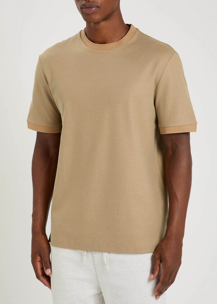 Boss Waffle Cotton T-shirt Brown