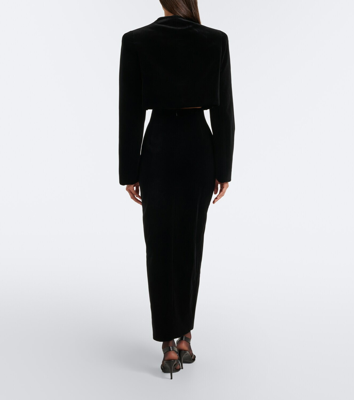 Khaite Lachlan cotton velvet pencil skirt