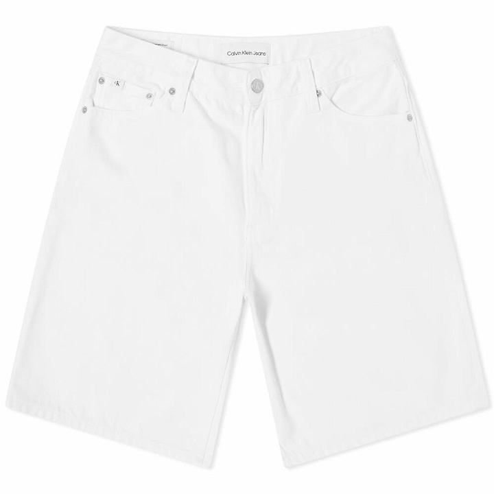 Photo: Calvin Klein Women's 90s Mid Rise Long Denim Shorts in White