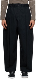 SAGE NATION Navy Box Pleat Trousers