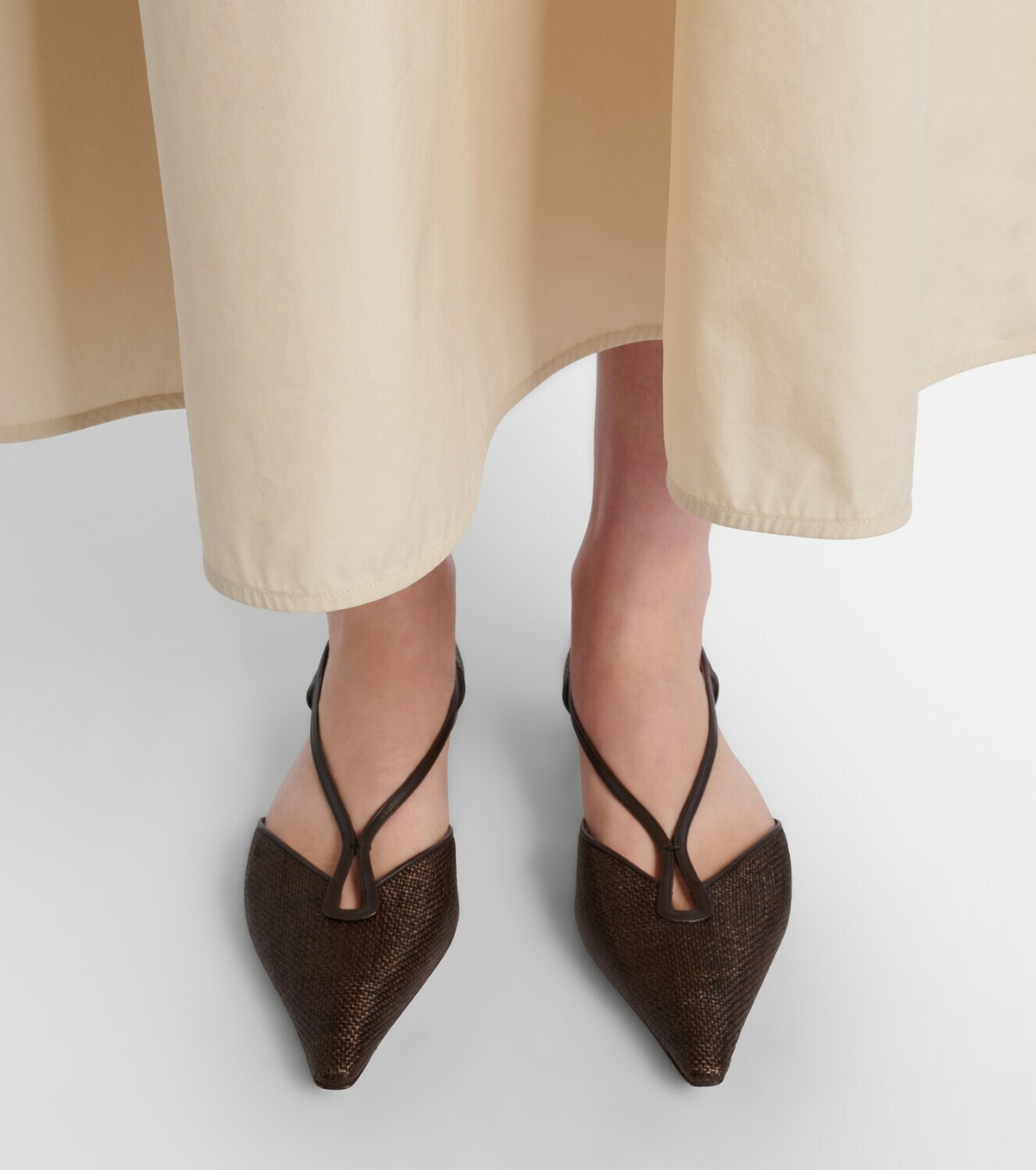 Max Mara Volpino leather-trimmed woven ballet flats