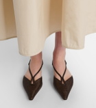 Max Mara Volpino leather-trimmed woven ballet flats