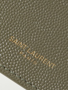 SAINT LAURENT - Logo-Print Pebble-Grain Leather Zipped Cardholder - Green